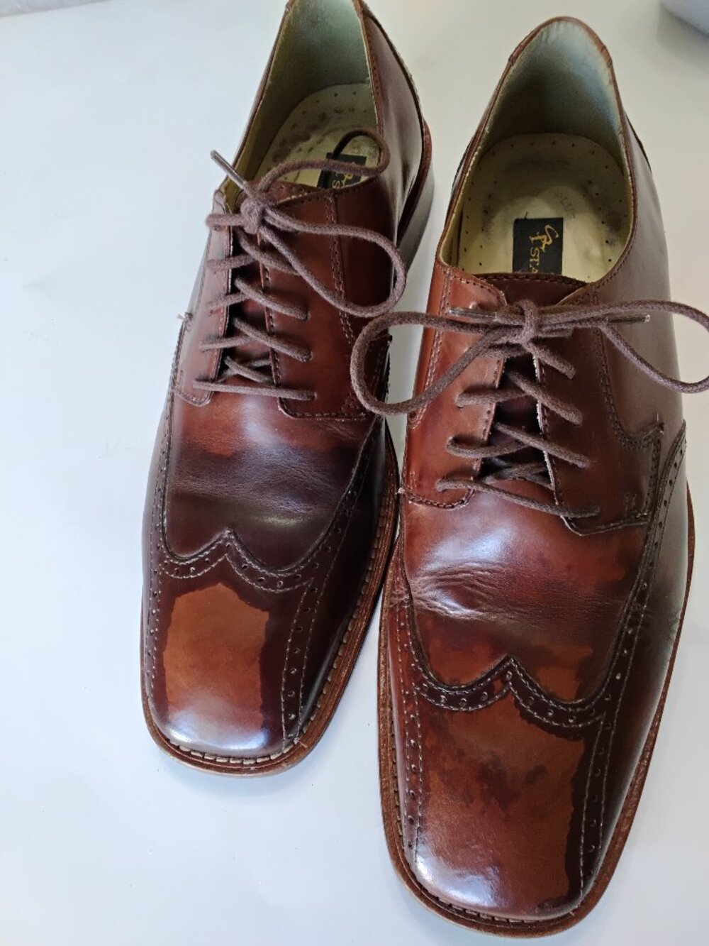 Vintage Stacy Adams Men's Wingtip Oxford Dress Shoes Brown Leather Size 12M